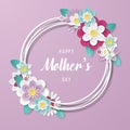 Happy Mothers Day background with beautiful paper cut flowers