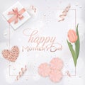 Happy Mothers Day Banner with Flowers Design Royalty Free Stock Photo