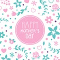 Happy Mothers Day Banner Template with Spring Flowers Seamless Pattern, Festive Poster, Card, Flyer Design Hand Drawn Royalty Free Stock Photo