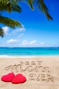 Happy Mothers day beach background with handwritten lettering Best Mom ever Royalty Free Stock Photo