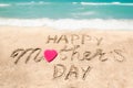 Happy Mothers day beach background with handwritten lettering Royalty Free Stock Photo