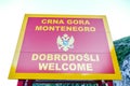 Road Sign Border, between Montenegro and Croatia border