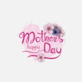 Happy Mothers Day Calligraphy Background with Heart Shape .Happy Mother`s Day Typographical Design Elements.Flat vector