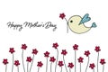 Happy Mothers Day card with bird carrying flower