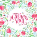 Happy mothers day card. Bright spring concept illustration with flowers in Royalty Free Stock Photo