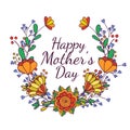 Happy mothers day card. Bright spring concept illustration with flowers in vector. Royalty Free Stock Photo