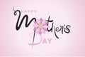 Happy mothers day card greetings card beautiful pink flower stylized hand drawn gift catd Royalty Free Stock Photo