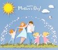 Happy mothers day card. Paper cut style. Royalty Free Stock Photo