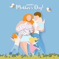 Happy mothers day card. Paper cut style. Royalty Free Stock Photo