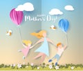 Happy mothers day card. Paper cut style. Royalty Free Stock Photo