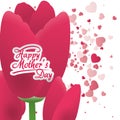 Happy mothers day card pink tulip heart decoration Royalty Free Stock Photo