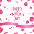 Happy Mothers Day card with rose petals Royalty Free Stock Photo