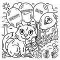 Happy Mothers Day Cat And Balloons Coloring Page Royalty Free Stock Photo