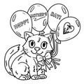 Happy Mothers Day Cat And Balloons Isolated Royalty Free Stock Photo