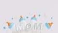 Happy Mothers day celebration, Mom text with baby bottle on milk splash, copy space add text, 3D rendering Royalty Free Stock Photo