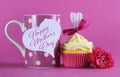 Happy Mothers Day cupcake gift with coffee Royalty Free Stock Photo