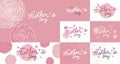 Happy mothers day design and pink carnation flowers background