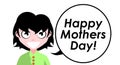 Happy mothers day, english, colors, girl, isolated.