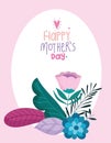 Happy mothers day, flowers delicate elegant decorative banner