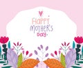 Happy mothers day, flowers invitation brochure decorative card