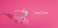 Happy mothers day greeting card with bicycle with flowers rides on a sunny day Royalty Free Stock Photo