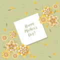 Happy Mothers Day greeting card. Decorative flowers vector illustration