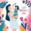 Happy mothers day greeting card with flowers
