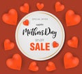 Happy mothers day greeting card with heart, discount promotion poster, sale.Valentine's day template for your design