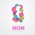 Happy Mothers day greeting template with woman illustration