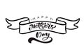 Happy Mothers day hand lettering text on stilyzed vector ribbon. Illustration good for greeting card, poster or banner