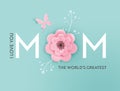Happy Mothers Day Holiday Banner. Mother Day Greeting Card Hello Spring Paper Cut Design with Flowers and Butterfly Postcard