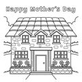 Happy Mothers Day House Coloring Page for Kids