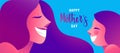 Happy mother day web banner of cute girl and mom Royalty Free Stock Photo