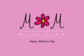 Happy Mothers Day lettering banner pink best mom ever greeting card with flower