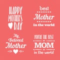 Happy Mothers Day Lettering Calligraphic Emblems and Badges Set. Vector Design Elements For Greeting Card and Other Print Template