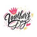 Happy Mothers Day lettering. Handmade calligraphy vector illustration. Mother`s day card with heart Royalty Free Stock Photo
