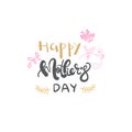 Happy Mothers Day Lettering Isolated Greeting Calligraphy Icon