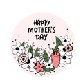 Happy Mothers Day lettering with wild flowers. Royalty Free Stock Photo