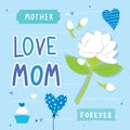 Happy Mothers Day Love Mom card flower Vector Royalty Free Stock Photo
