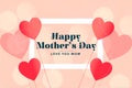 Happy mothers day lovely hearts card wishes background