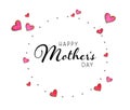 Happy mothers day message with hand draw hearts