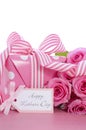 Happy Mothers Day pink polka dot gift. Royalty Free Stock Photo