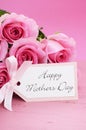 Happy Mothers Day Pink Roses background. Royalty Free Stock Photo