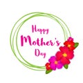 Happy Mothers Day. PinkFloral Greeting card with Bunch of Spring Flowers holiday white background. Royalty Free Stock Photo