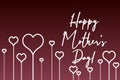 Happy Mothers day poster with white strokes and hearts.
