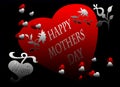 Happy Mothers Day Red Black Heart Card