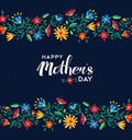 Happy mothers day retro floral pattern background