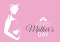Happy Mothers Day. Silhouette pregnant woman Royalty Free Stock Photo