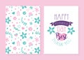 Happy Mothers Day Thank You Card Template, Spring Flowers Seamless Pattern Vector Illustration Royalty Free Stock Photo