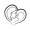 Happy mothers day vector black outline